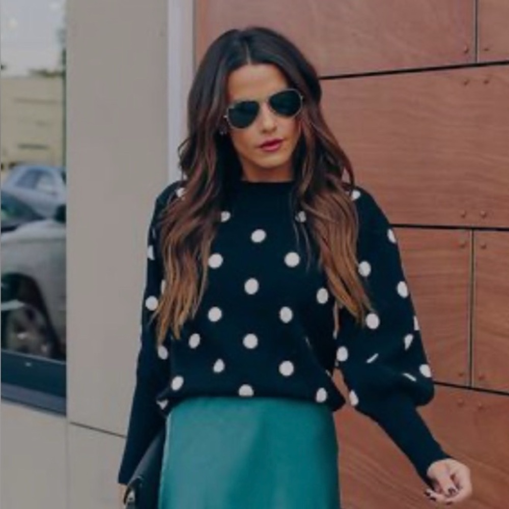 NWOT Vici Black and White Polka Dot Sweater